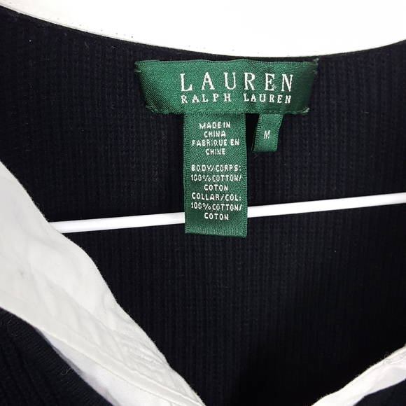 Ralph Lauren black and white sweater shirt combo M - Picture 3 of 8